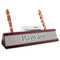 Gray Stripes Red Mahogany Nameplates with Business Card Holder - Angle