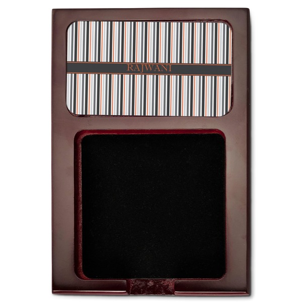 Gray Stripes Red Mahogany Sticky Note Holder - Flat