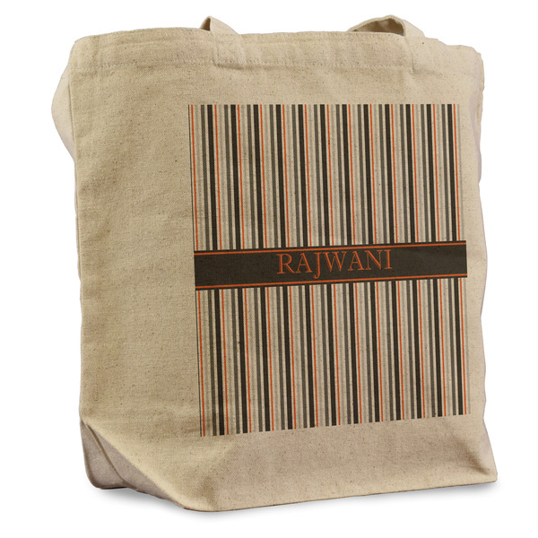 Custom Gray Stripes Reusable Cotton Grocery Bag - Single (Personalized)