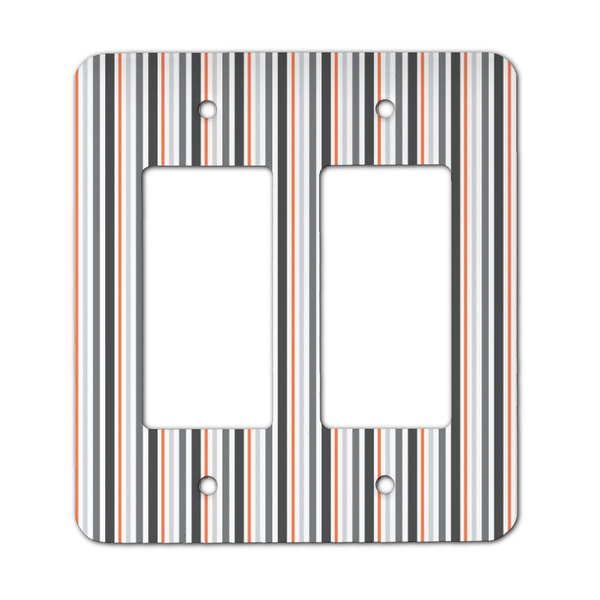Custom Gray Stripes Rocker Style Light Switch Cover - Two Switch