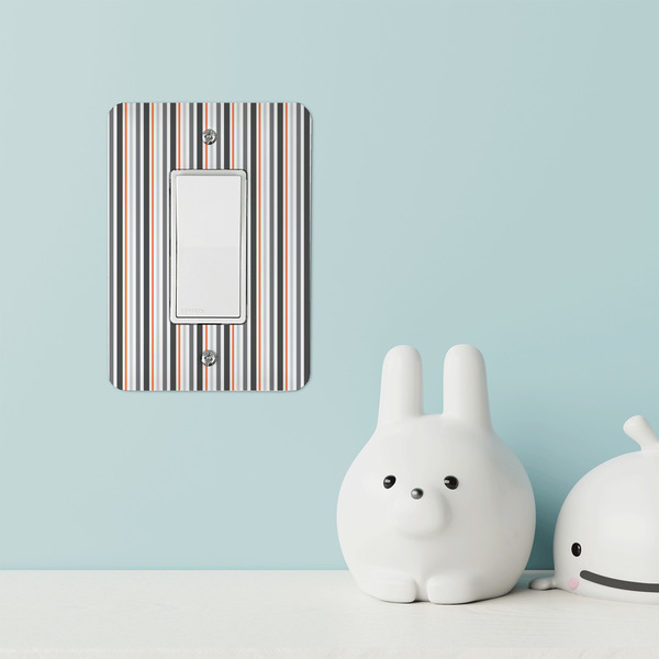 Gray Stripes Rocker Light Switch Covers - Single - IN CONTEXT