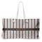 Gray Stripes Large Rope Tote Bag - Front View