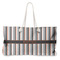 Gray Stripes Large Tote Bag with Rope Handles (Personalized)