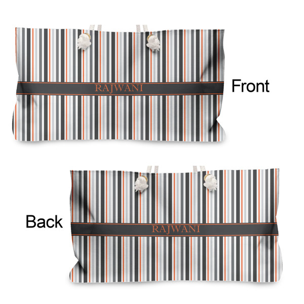 Gray Stripes Large Rope Tote - From & Back View