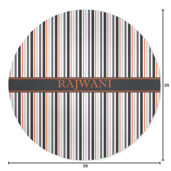 Gray Stripes Round Area Rug - Size
