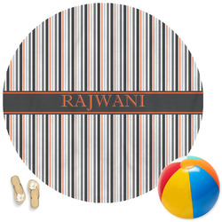 Gray Stripes Round Beach Towel (Personalized)