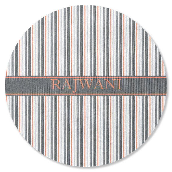 Gray Stripes Round Coaster Rubber Back - Single