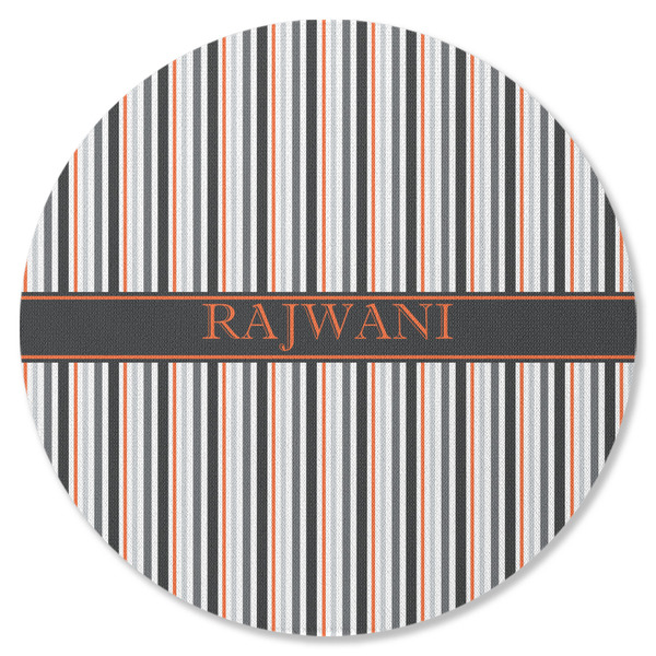 Gray Stripes Round Coaster Rubber Back - Single