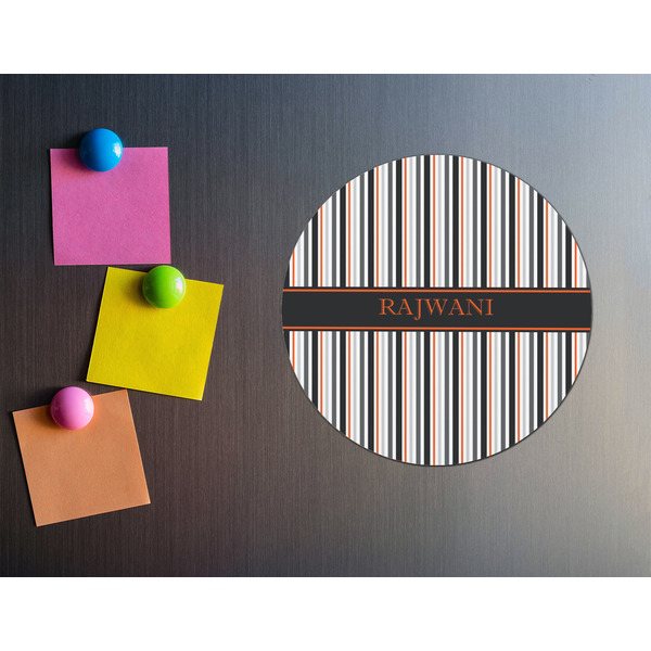 Gray Stripes Round Fridge Magnet - LIFESTYLE