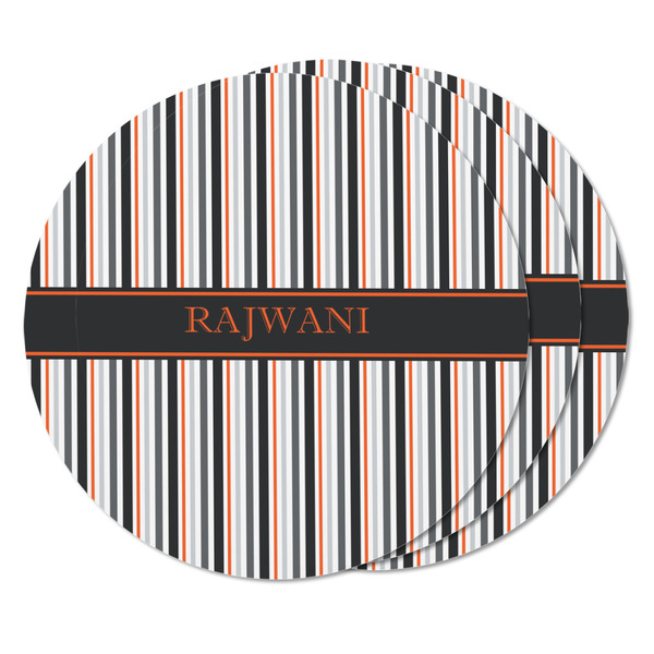 Gray Stripes Round Fridge Magnet - THREE