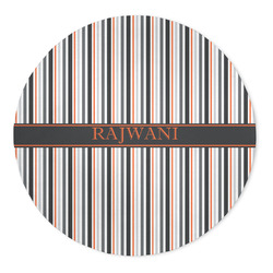 Gray Stripes 5' Round Indoor Area Rug (Personalized)