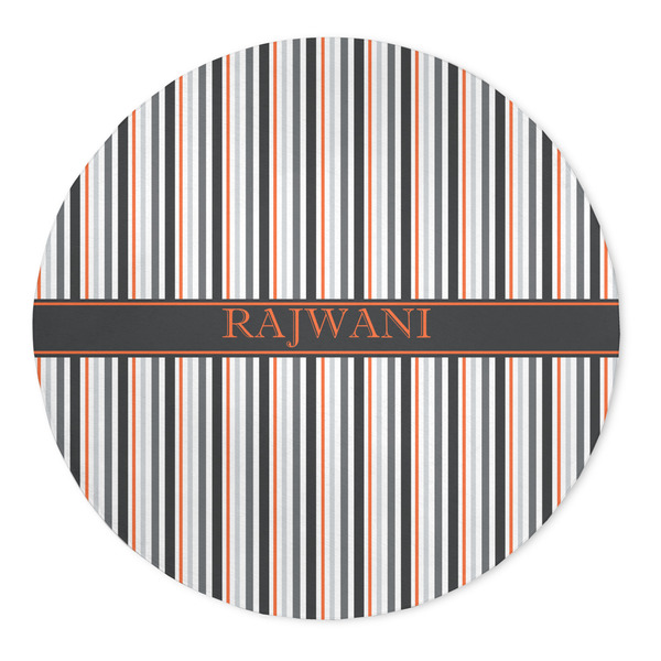 Custom Gray Stripes 5' Round Indoor Area Rug (Personalized)