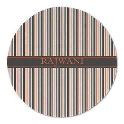 Gray Stripes Round Linen Placemat - Single Sided (Personalized)