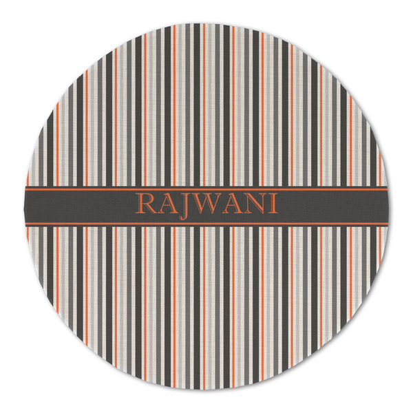 Custom Gray Stripes Round Linen Placemat (Personalized)