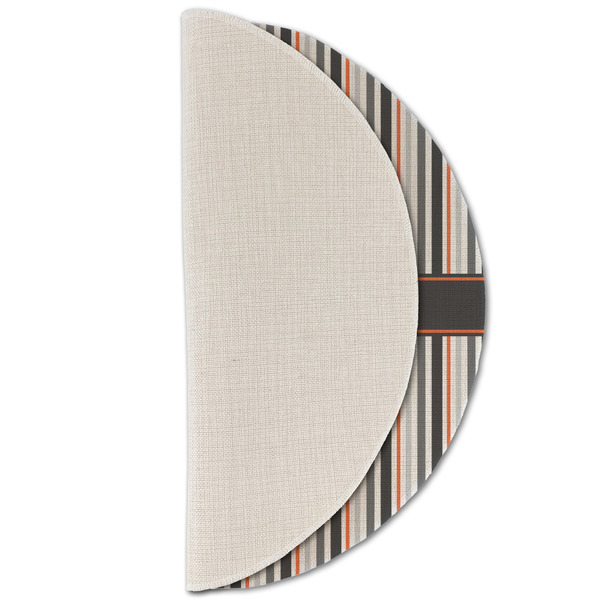Gray Stripes Round Linen Placemats - HALF FOLDED (single sided)