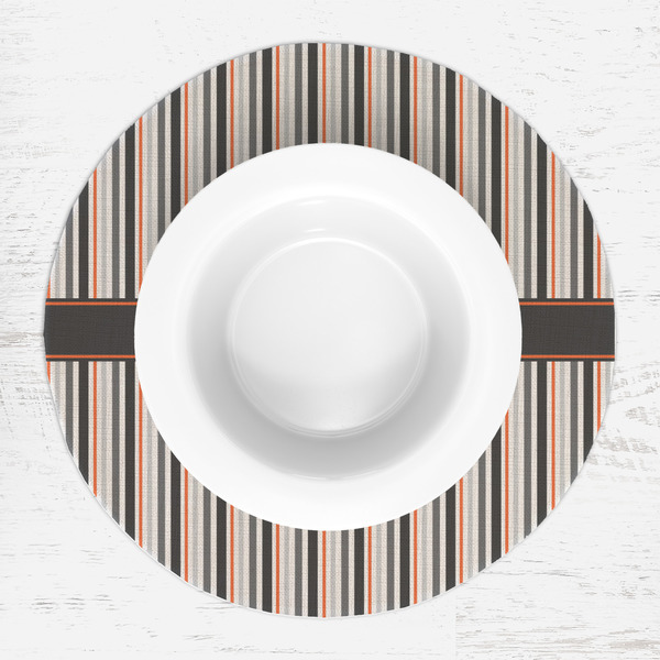 Gray Stripes Round Linen Placemats - LIFESTYLE (single)