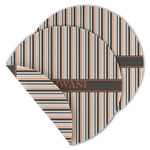 Gray Stripes Round Linen Placemat - Double Sided - Set of 4 (Personalized)