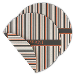 Gray Stripes Round Linen Placemat - Double Sided - Set of 4 (Personalized)