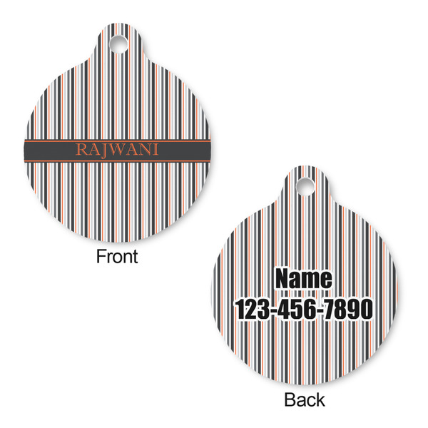 Gray Stripes Round Pet ID Tag - Large - Approval