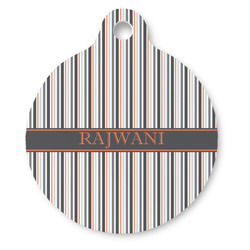 Gray Stripes Round Pet ID Tag (Personalized)