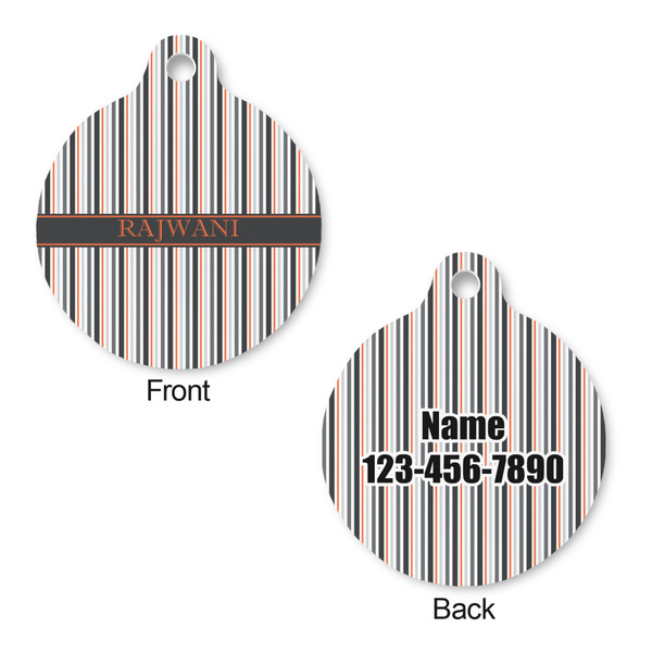 Gray Stripes Round Pet Tag - Front & Back
