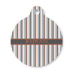 Gray Stripes Round Pet ID Tag - Small (Personalized)