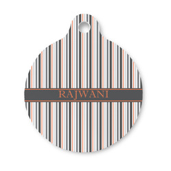 Gray Stripes Round Pet ID Tag - Small (Personalized)