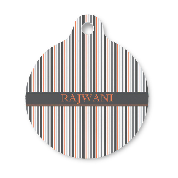Custom Gray Stripes Round Pet ID Tag - Small (Personalized)
