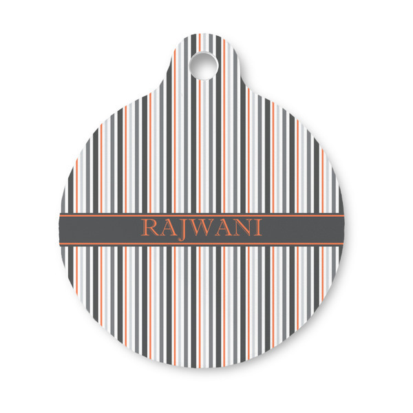 Custom Gray Stripes Round Pet ID Tag - Small (Personalized)