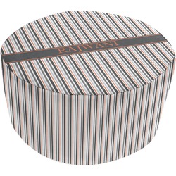 Gray Stripes Round Pouf Ottoman (Personalized)