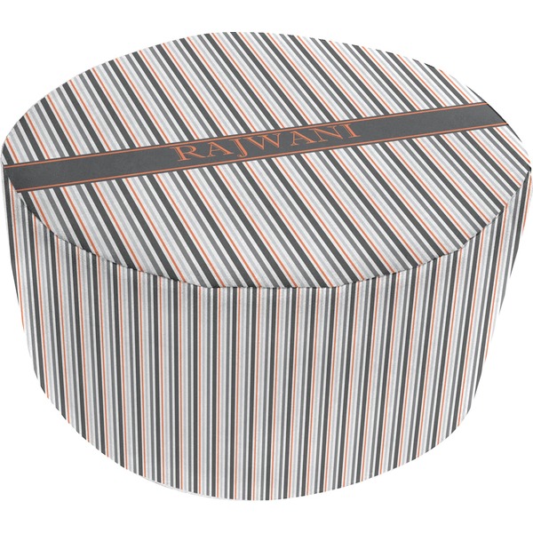 Custom Gray Stripes Round Pouf Ottoman (Personalized)