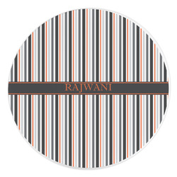 Gray Stripes Round Stone Trivet (Personalized)
