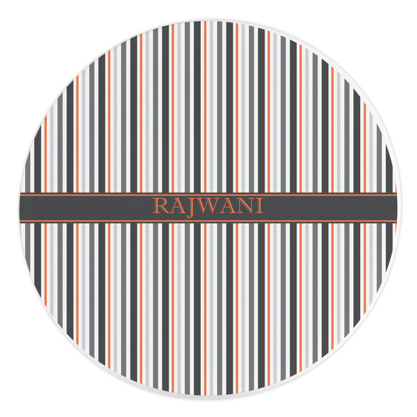Custom Gray Stripes Round Stone Trivet (Personalized)