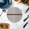 Gray Stripes Round Stone Trivet - In Context View