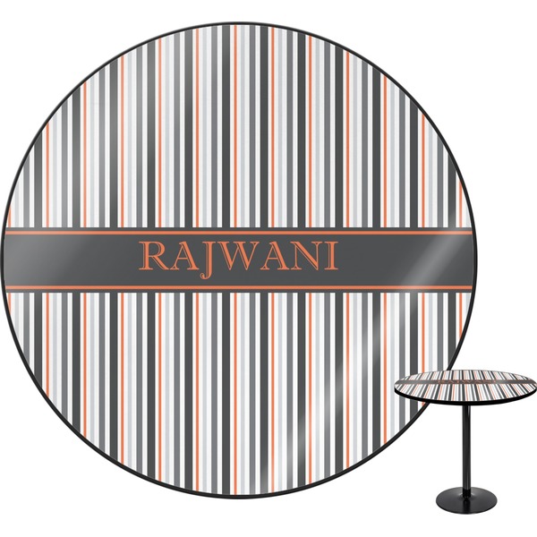 Custom Gray Stripes Round Table (Personalized)