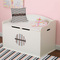 Gray Stripes Round Wall Decal on Toy Chest