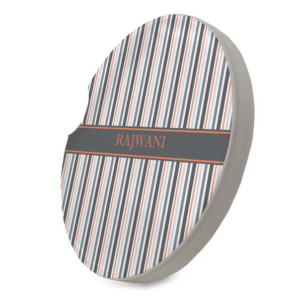Gray Stripes Sandstone Car Coaster - STANDING ANGLE