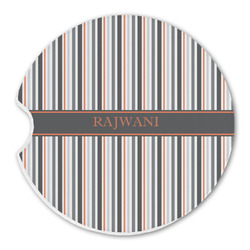 Gray Stripes Sandstone Car Coaster - Single (Personalized)