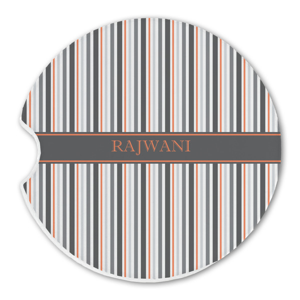 Custom Gray Stripes Sandstone Car Coaster - Single (Personalized)