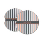 Gray Stripes Sandstone Car Coasters - Set of 2 (Personalized)