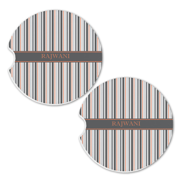 Gray Stripes Sandstone Car Coasters - Set of 2
