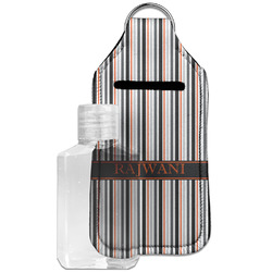 Gray Stripes Hand Sanitizer & Keychain Holder - Large (Personalized)