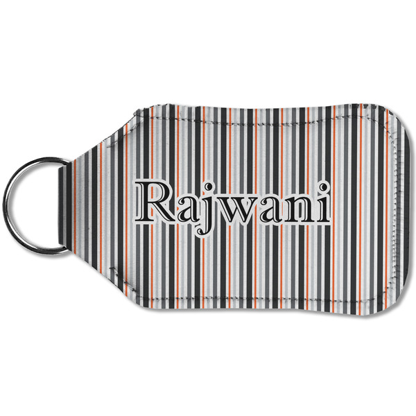Gray Stripes Sanitizer Holder Keychain - Small (Back)