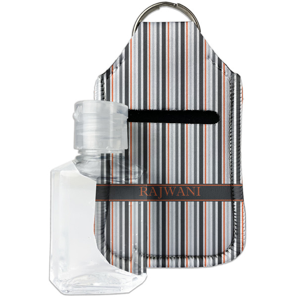 Custom Gray Stripes Hand Sanitizer & Keychain Holder - Small (Personalized)