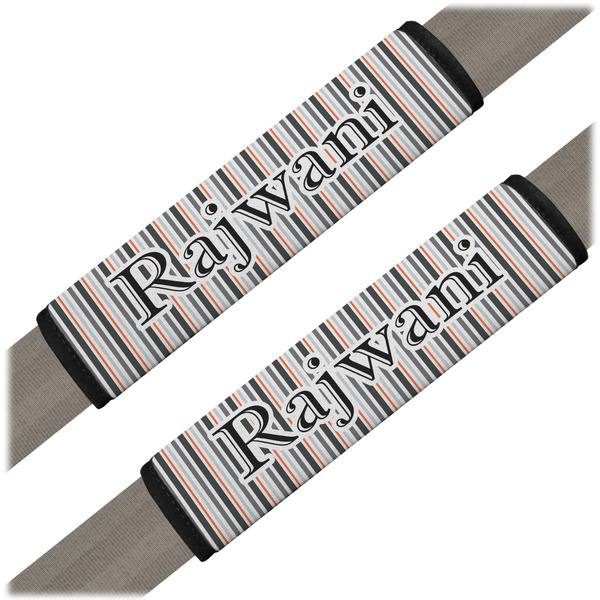 Custom Gray Stripes Seat Belt Covers (Set of 2) (Personalized)