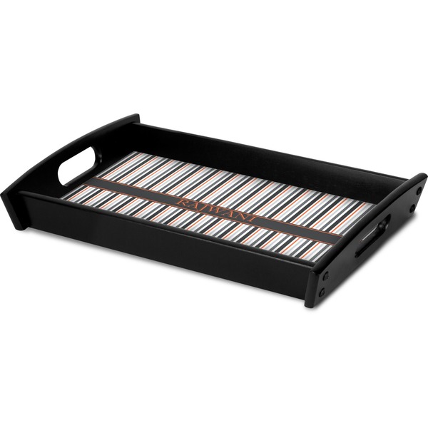Gray Stripes Serving Tray Black - Corner