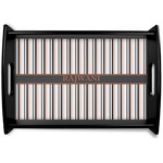 Gray Stripes Black Wooden Tray - Small (Personalized)