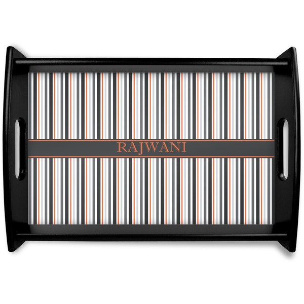 Custom Gray Stripes Wooden Tray (Personalized)