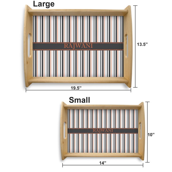 Gray Stripes Serving Tray Wood Sizes