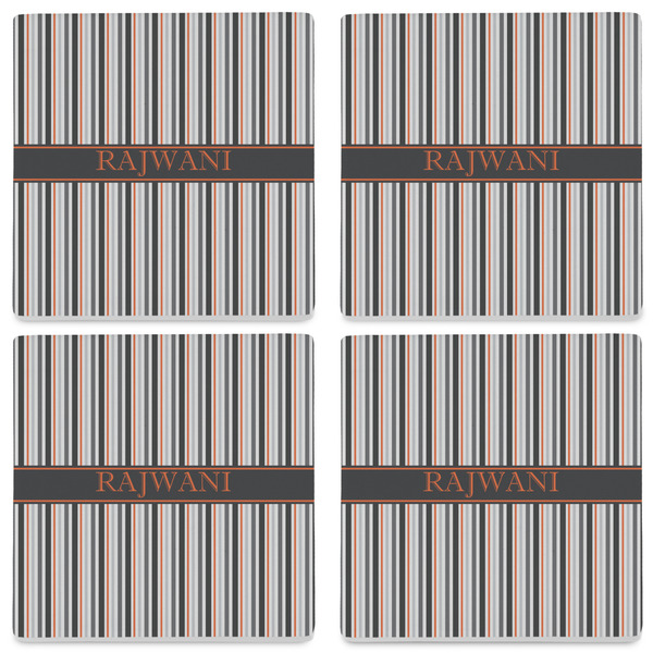 Gray Stripes Set of 4 Sandstone Coasters - See All 4 View